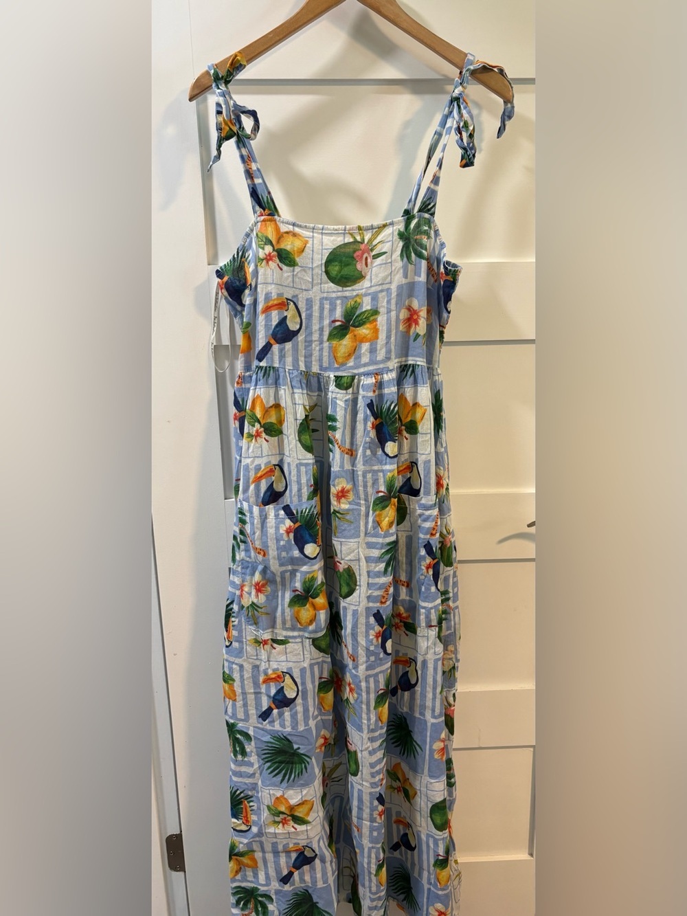 Free Destination Dress Tropical Toucan Tie Strap Maxi Dress Size medium - Picture 2 of 3